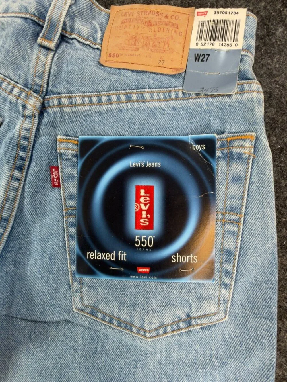 Levi's 550 Vintage 90s Light Blue Cotton Relaxed Shorts W27